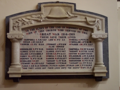 War Memorial in Ballywillan Church